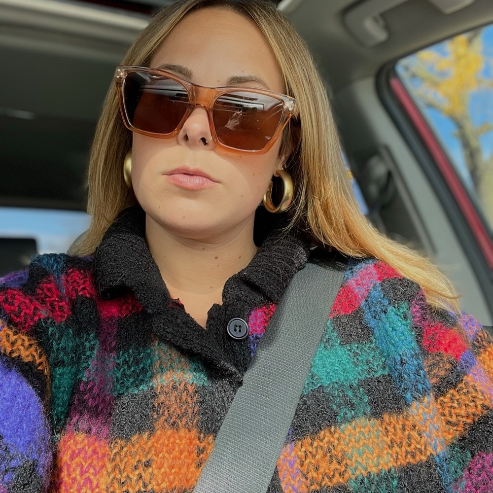 1990s chunky multicolor tartan plaid chunky cardigan